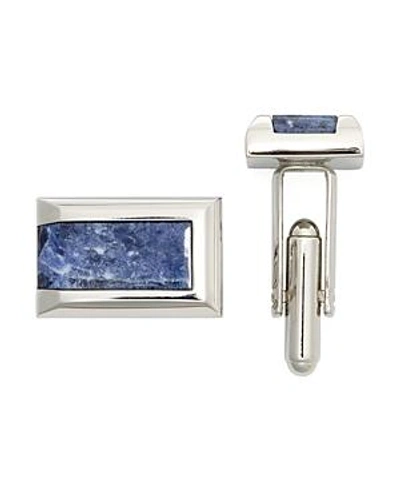 Shop The Men's Store At Bloomingdale's Polished Rhodium Sodalite Rectangle Cufflinks - 100% Exclusive In Silver