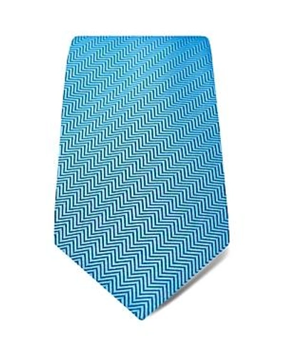 Shop Hilditch & Key Herringbone Textured Solid Wide Tie In Light Blue