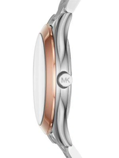 Shop Michael Kors Mini Slim Runway Stainless Steel Three-hand Watch In Silver Rose