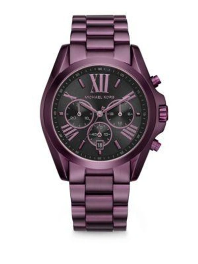 Shop Michael Kors Bradshaw Plum Ip Stainless Steel Bracelet Watch In Purple