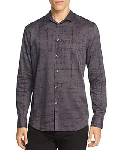 Shop John Varvatos Windowpane Slim Fit Button-down Shirt In Charcoal