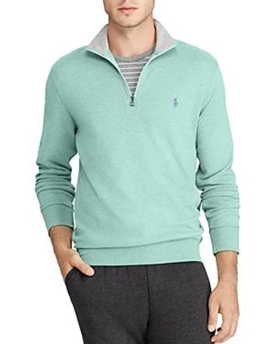 Shop Polo Ralph Lauren Haf-zip Sweatshirt In Green Heather