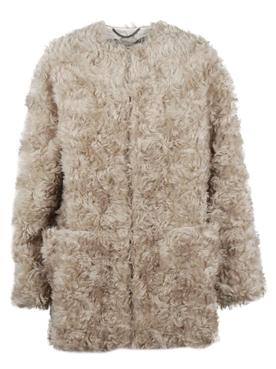Shop Stella Mccartney Fur Coat In Beige