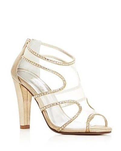 Shop Caparros Desire Rhinestone Embellished High Heel Sandals In Gold