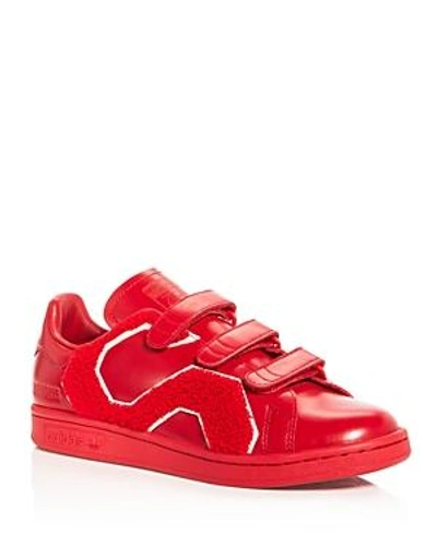 Shop Adidas Originals Raf Simons For Adidas Unisex Stan Smith Comfort Badge Triple Strap Sneakers In Red