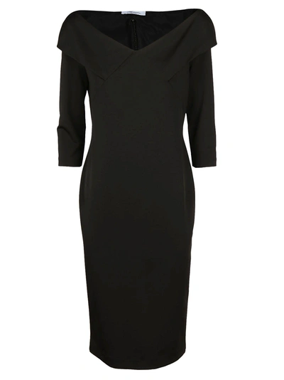 Shop Blumarine Off-shoulder Fitted Dress In Black