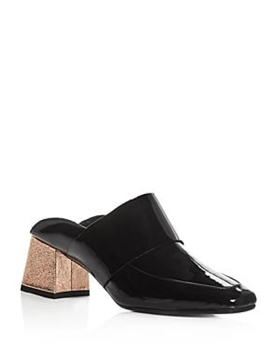 Shop Aska Women's Gwynne Patent Leather Mid Heel Mules - 100% Exclusive In Black