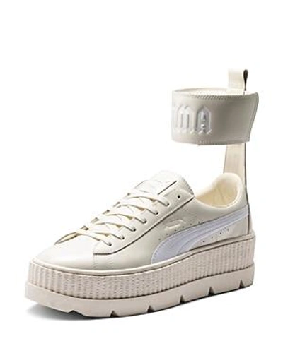Shop Fenty X Puma Fenty Puma X Rihanna Women's Leather Ankle Strap Platform Sneakers In White