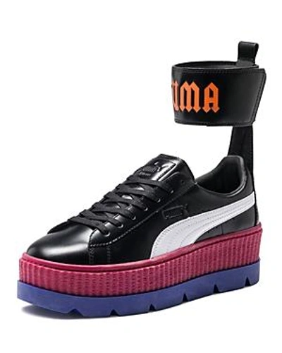 Shop Fenty X Puma Fenty Puma X Rihanna Women's Leather Ankle Strap Platform Sneakers In Black/red/blue