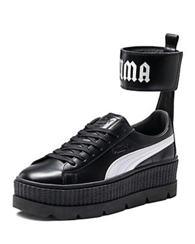 Shop Fenty X Puma Fenty Puma X Rihanna Women's Leather Ankle Strap Platform Sneakers In Black