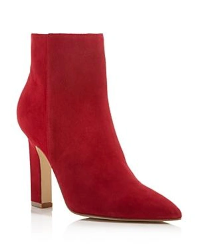 Shop Marc Fisher Ltd Mayae Suede Pointed Toe High Heel Booties - 100% Exclusive In Red