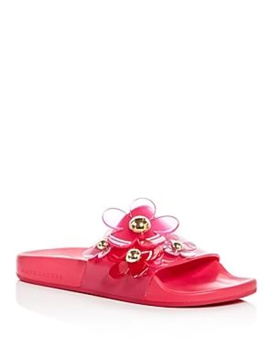 Shop Marc Jacobs Women's Daisy Embellished Pool Slide Sandals In Fuchsia