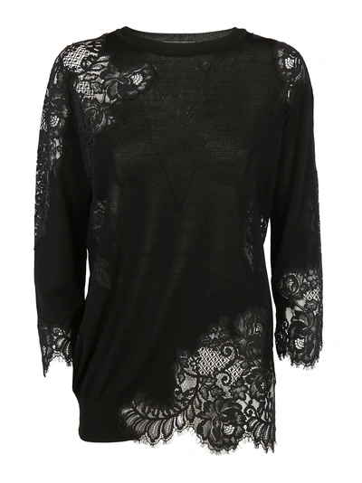 Shop Ermanno Scervino Lace Effect Sweater In Black