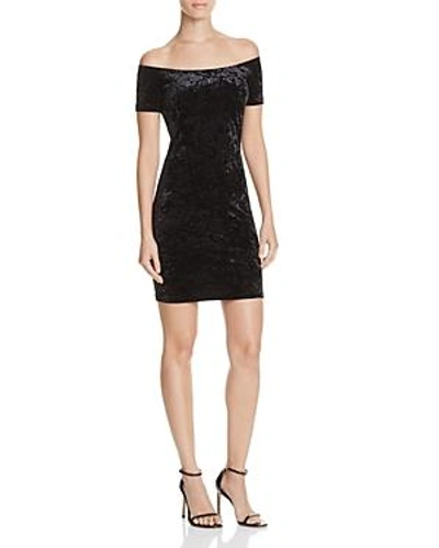 Shop Aqua Velvet Off-the-shoulder Dress - 100% Exclusive In Black