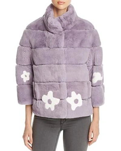 Shop Maximilian Furs Rabbit Fur Floral Jacket - 100% Exclusive In Lavender