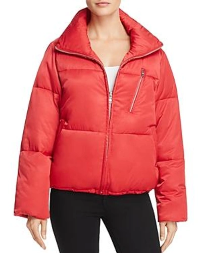 Shop Sage Collective Satin Puffer Jacket - 100% Exclusive In Cherry Red