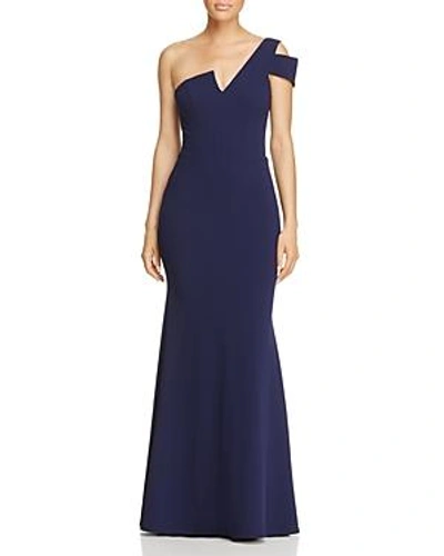 Shop Aqua One-shoulder Ruffled Gown - 100% Exclusive In Night