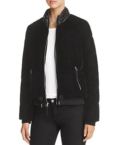 Shop Marc New York Vita Velvet Puffer Coat In Black