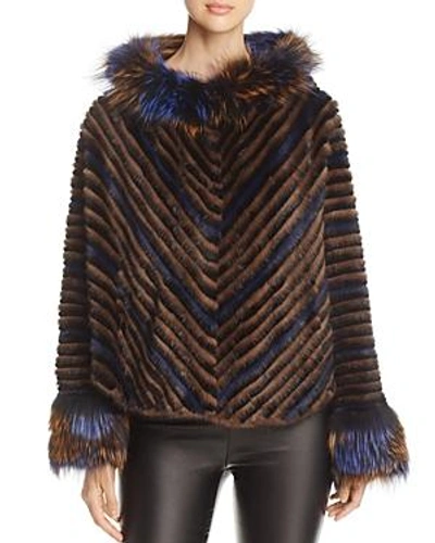 Shop Maximilian Furs Mink Fur Chevron Jacket - 100% Exclusive In Brown/navy/black