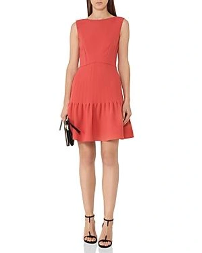 Shop Reiss Marisa Pin-tucked A-line Dress In Lotus Red