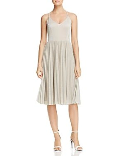 Shop Adelyn Rae Jolene Pleated Fit-and-flare Dress In Silver