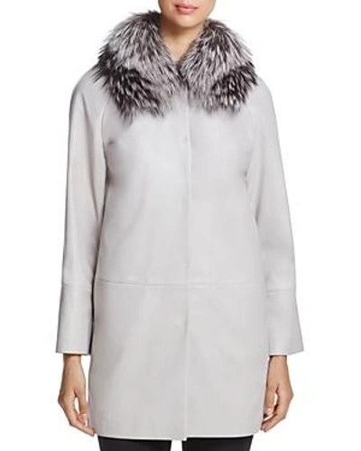 Shop Maximilian Furs Saga Fox Fur-collar Leather Jacket - 100% Exclusive In Light Beige