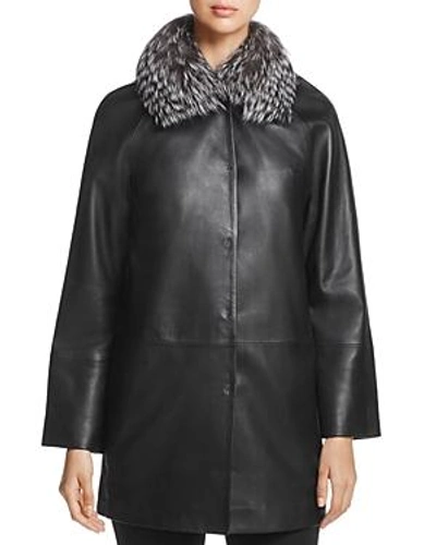 Shop Maximilian Furs Saga Fox Fur-collar Leather Jacket - 100% Exclusive In Black