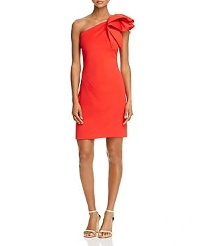 Shop Aqua One-shoulder Ruffle Cocktail Dress In Red