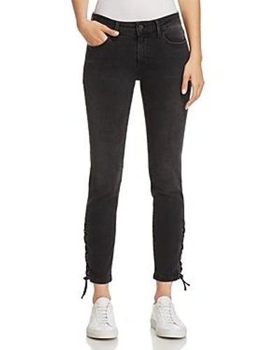 Shop Mavi Adriana Ankle Skinny Lace-up Jeans In Smoke Lace