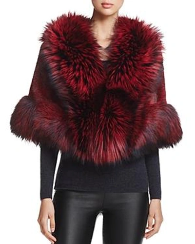 Shop Maximilian Furs Maximilian Feathered Saga Fox Fur-trim Mink Cape In Red