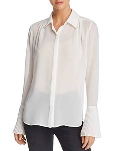 Shop Frame Pintuck Chiffon Bouse In Off White