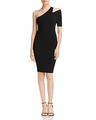 Shop Milly Sliced One-shoulder Dress In Black