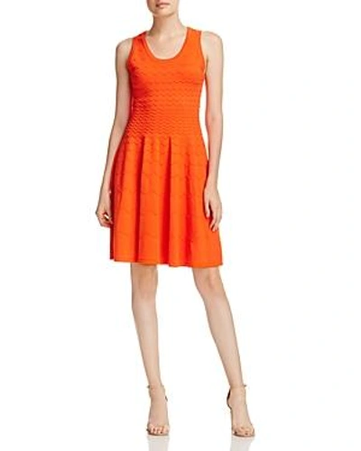 Shop Milly Degrade Chevron Fit-and-flare Dress In Poppy