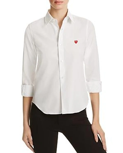 Shop Comme Des Garçons Play Button Front Shirt In White