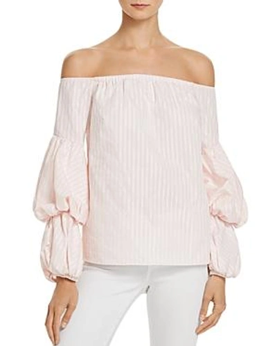 Shop Petersyn Lily Metallic Stripe Off-the-shoulder Top In Paramount