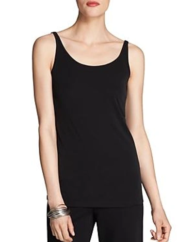 Shop Eileen Fisher Silk Scoop-neck Camisole Top, Regular & Petite In Black