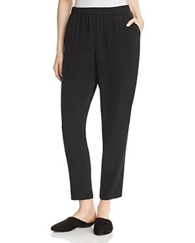 Shop Eileen Fisher System Slouchy Silk Ankle Pants In Black