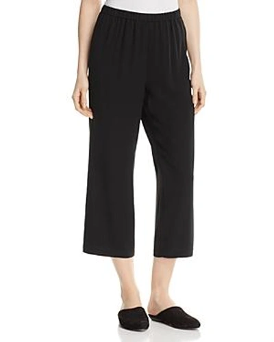 Shop Eileen Fisher System Straight Crop Silk Pants In Black