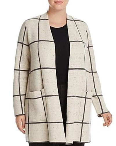 Shop Eileen Fisher Windowpane Open Front Cardigan In Maple Oat