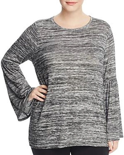 Shop Vince Camuto Plus Space Dye Bell Sleeve Top In Dark Dove Heather