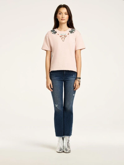 Shop Rebecca Minkoff Ronnie Tee With Embroidery In Pale Pink