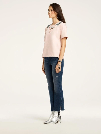 Shop Rebecca Minkoff Ronnie Tee With Embroidery In Pale Pink