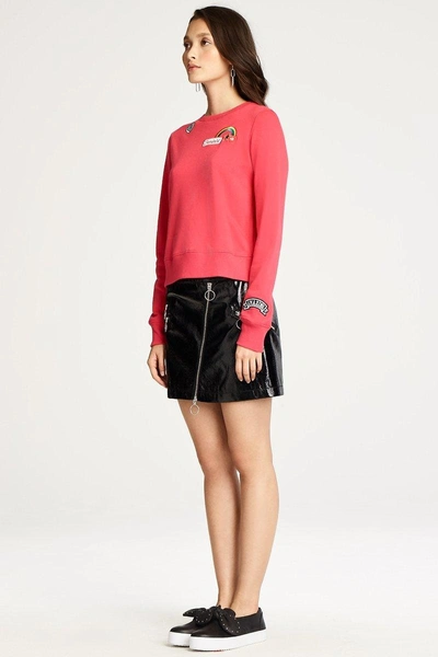 Shop Rebecca Minkoff Graham Sweatshirt With Patches In Geranium W/ Patches