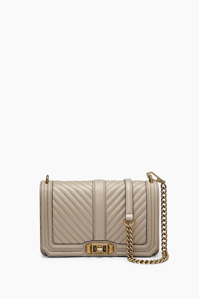 Shop Rebecca Minkoff Chevron Quilted Love Crossbody In Taupe