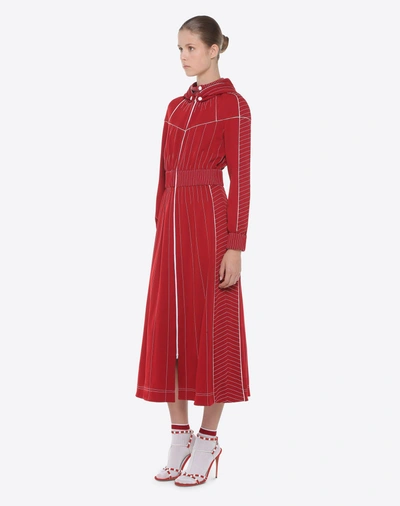 Shop Valentino Techno Jersey Dress In Red