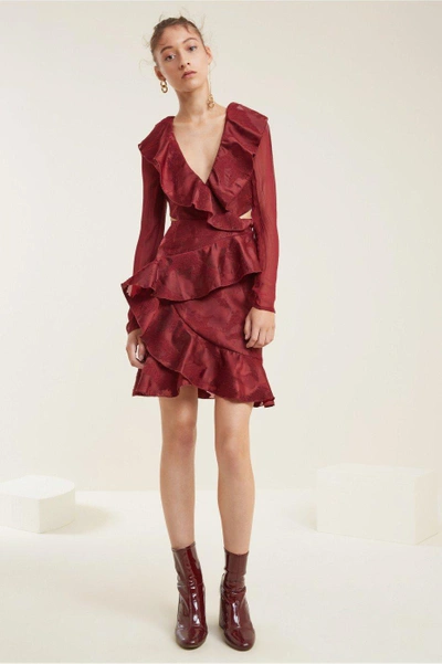 Shop C/meo Collective Ember Long Sleeve Dress In Ruby