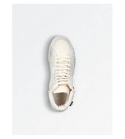 Shop Saint Laurent Antibe 05 Smoking Forever Leather Trainers In White