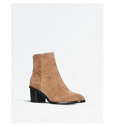 Shop Rag & Bone Willow Micro-stud Suede Heeled Ankle Boots In Camel