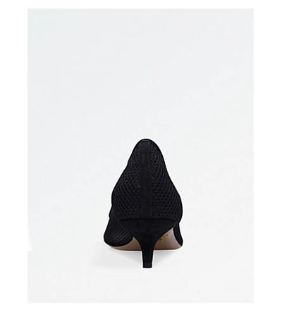 Shop Charlotte Olympia Kitten Suede And Fishnet Courts In Black