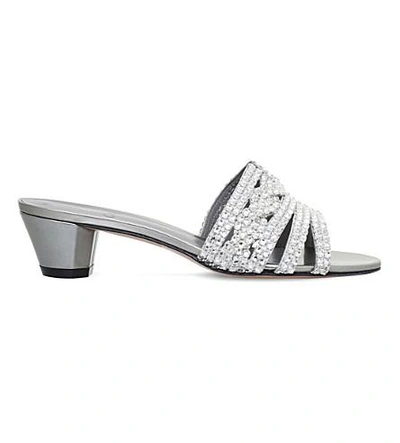 Shop Gina Galaxy Metallic-leather Heeled Sandals In Silver